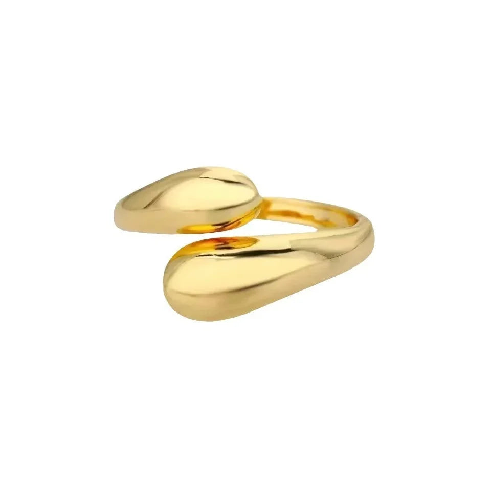 Anel Ajustável Gota Banhado a Ouro 18k