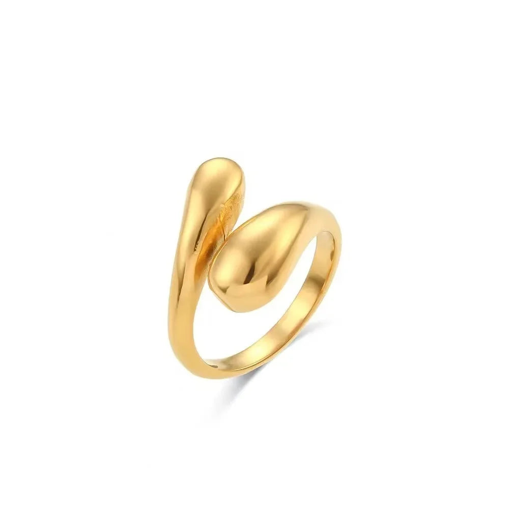 Anel Ajustável Gota Banhado a Ouro 18k