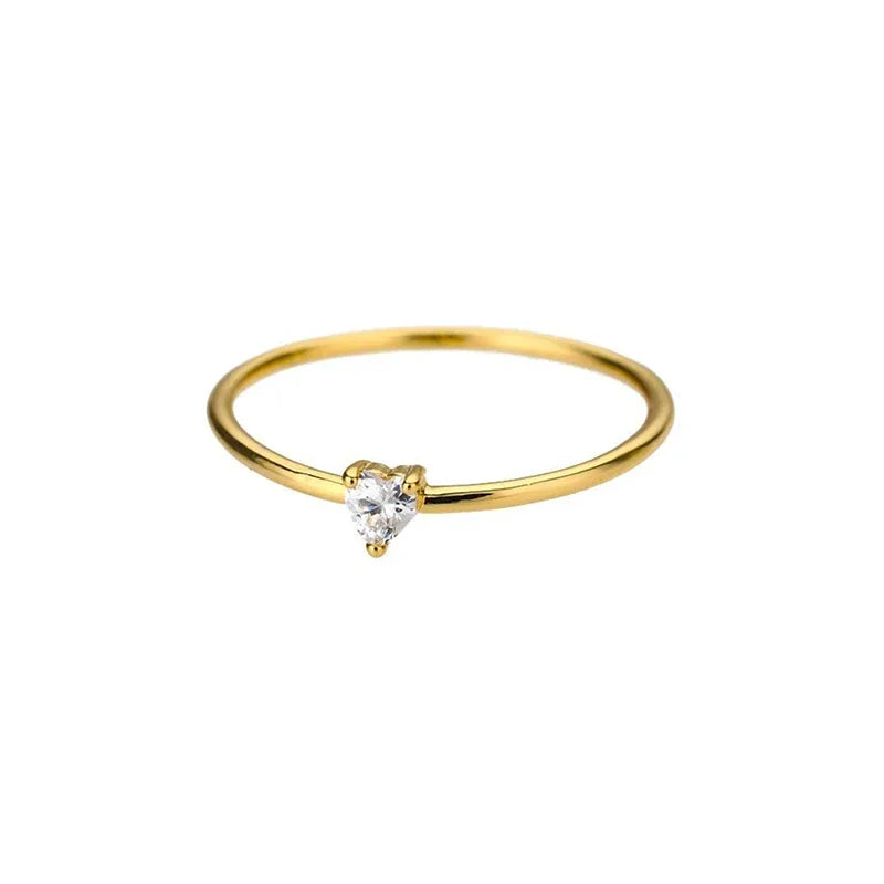 Anel Solitário Coração Banhado Ouro 18K