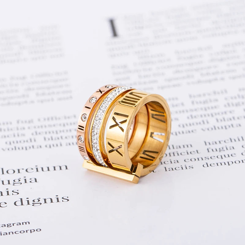 Anel Triplo Banhado Ouro 18k Dhalina
