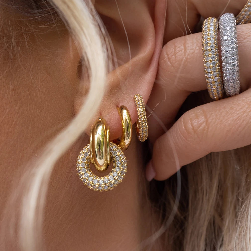 Brinco Argola Cravejado Lure Banhado Ouro 18K