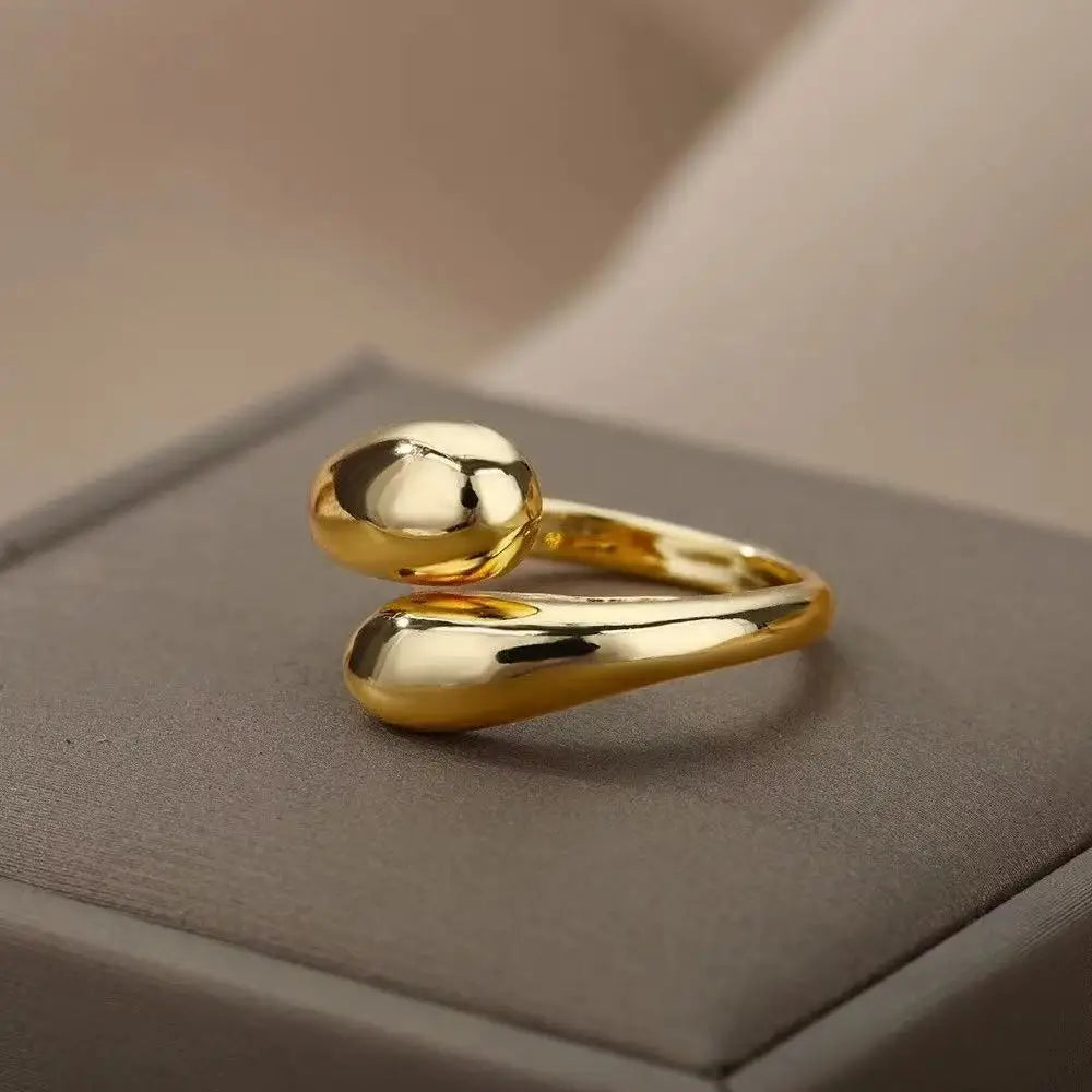 Anel Ajustável Gota Banhado a Ouro 18k
