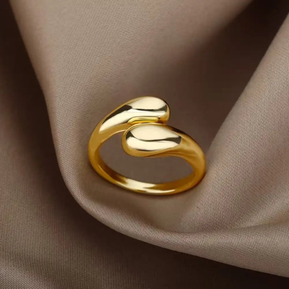 Anel Ajustável Gota Banhado a Ouro 18k