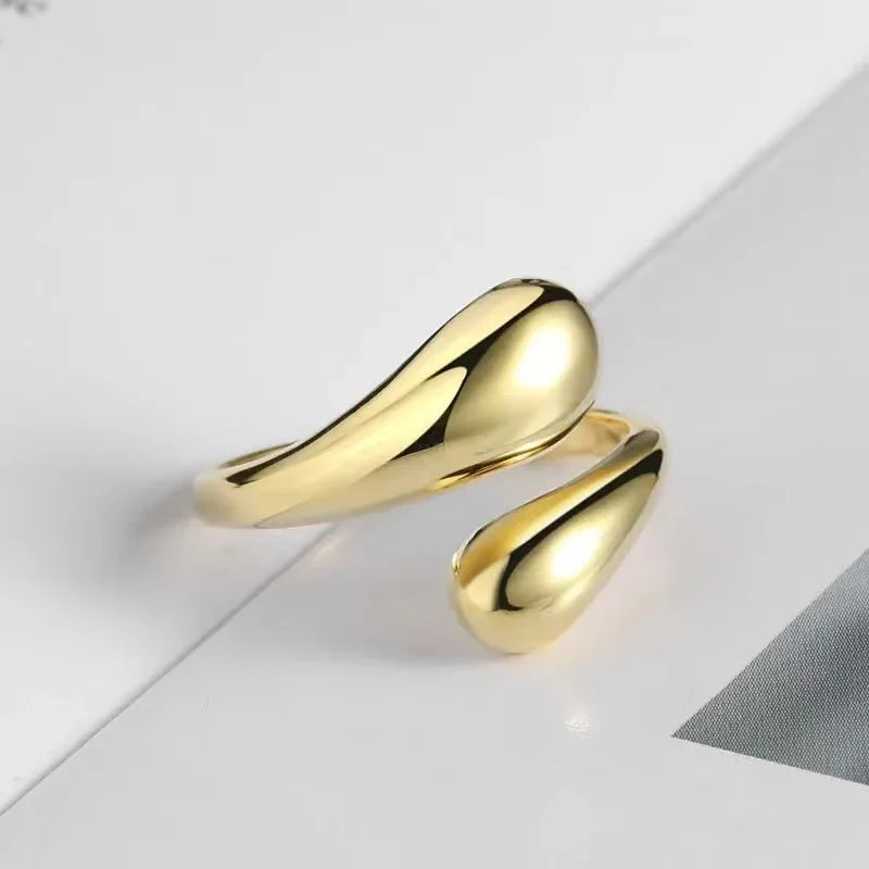 Anel Ajustável Gota Banhado a Ouro 18k