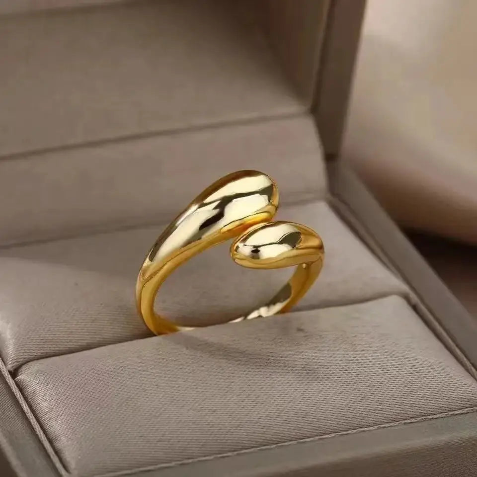 Anel Ajustável Gota Banhado a Ouro 18k