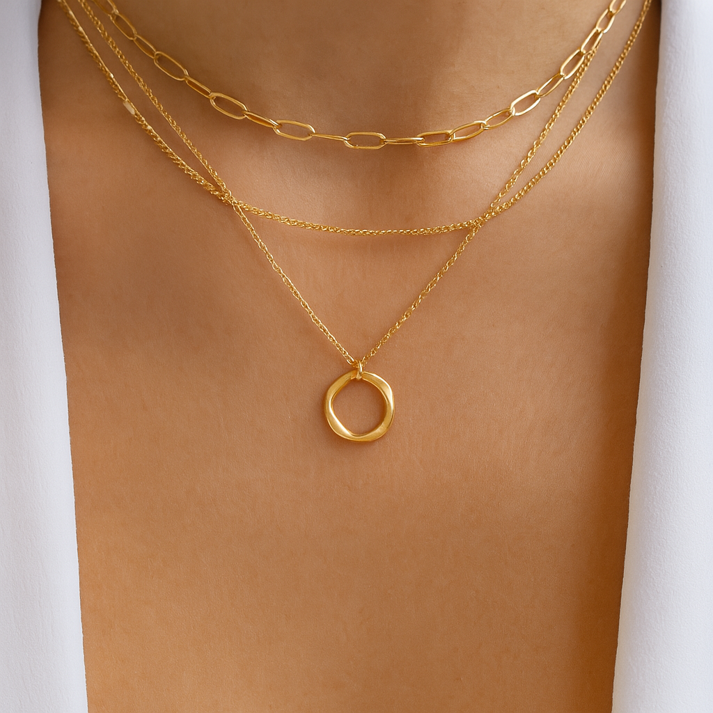 Trio de Colar Noemi Banhado a Ouro 18K