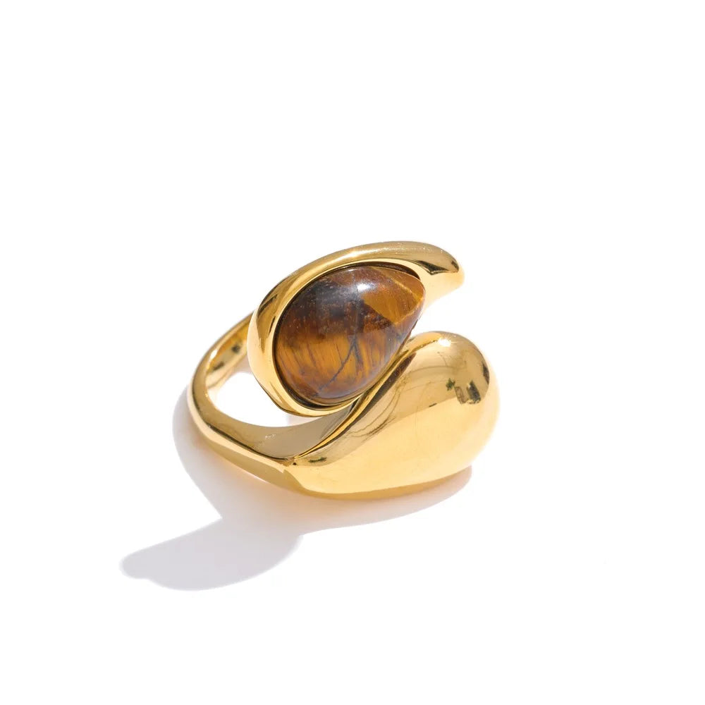 Anel Gota Perolado Banhado a Ouro 18k