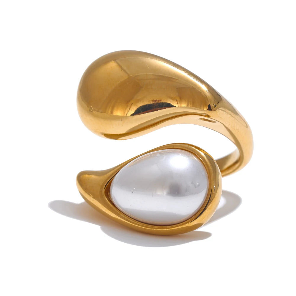Anel Gota Perolado Banhado a Ouro 18k