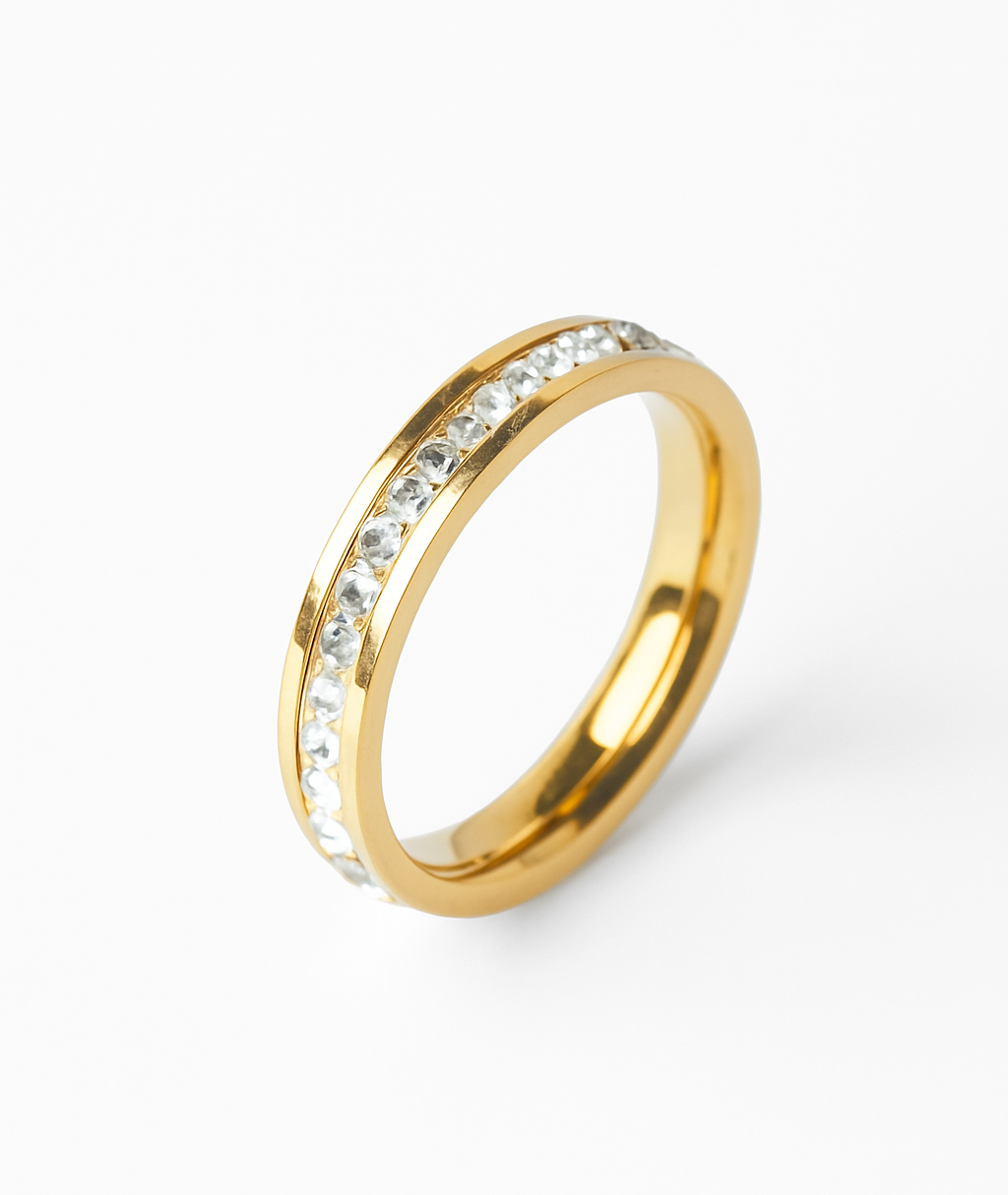 Anel Louise Cravejado Banhado Ouro 18k