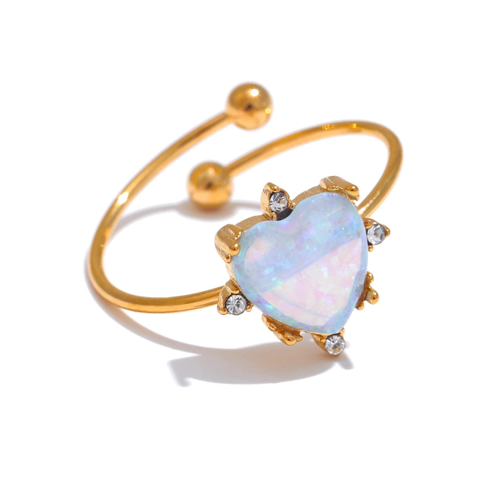 Anel de Opala Banhado a Ouro 18k