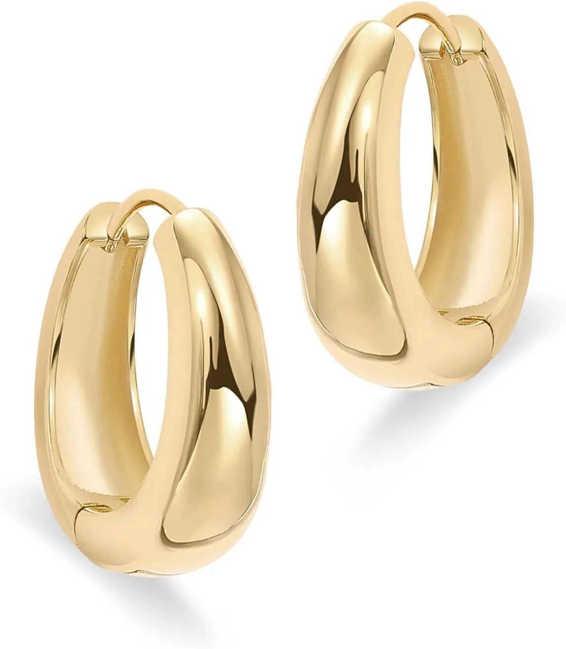 Argola Lisa Oval Mharessa Banhado a Ouro 18k