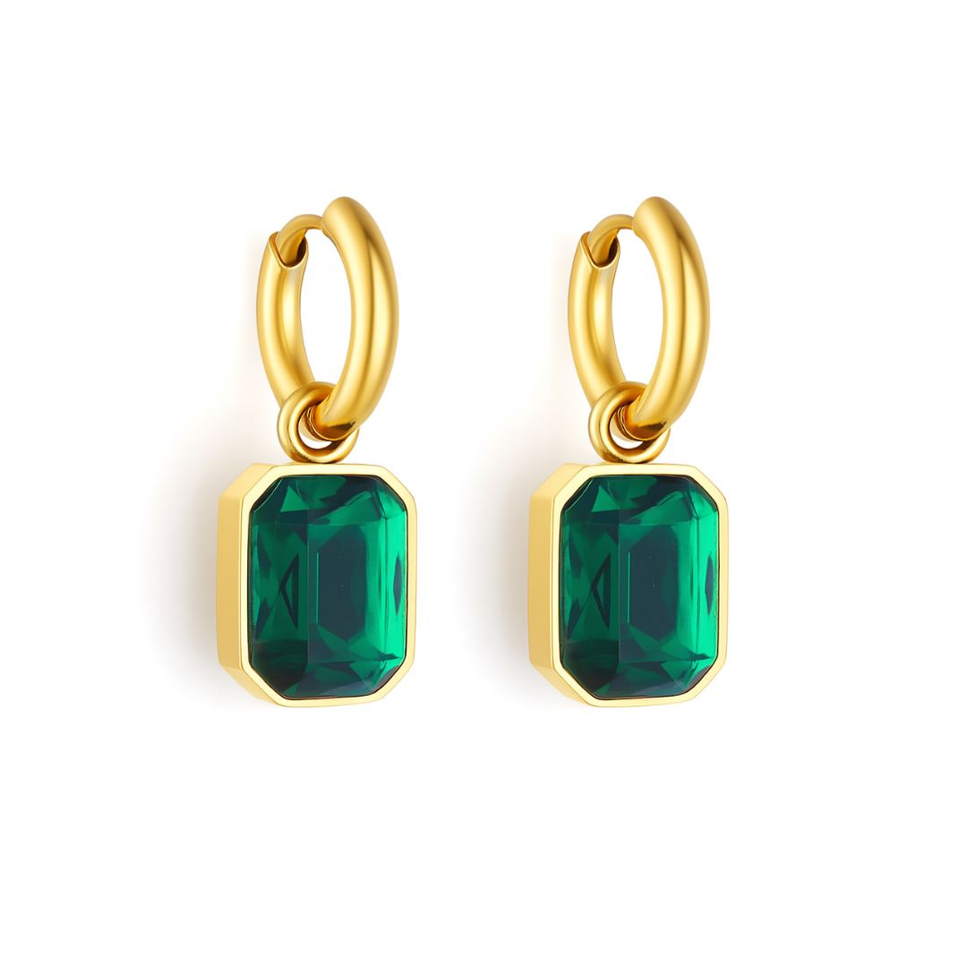 Brinco Jade Banhado Ouro 18K