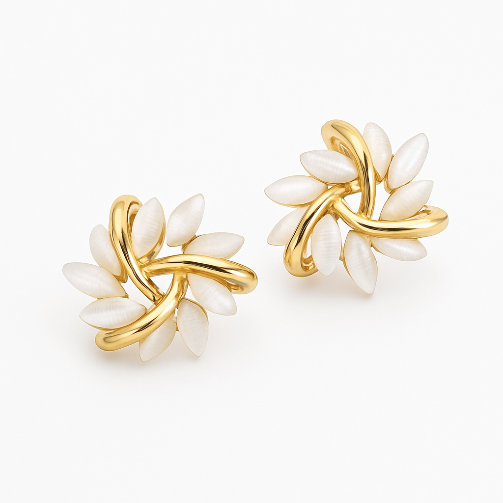 Brinco Pétalas Safira Banhado a Ouro 18k